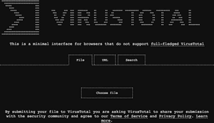 Image de la nouvelle version minimaliste de l'antivirus en ligne Virustotal.