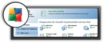 Sreenshot interface et logo Antivirus AVG gratuit. Anti virus.
