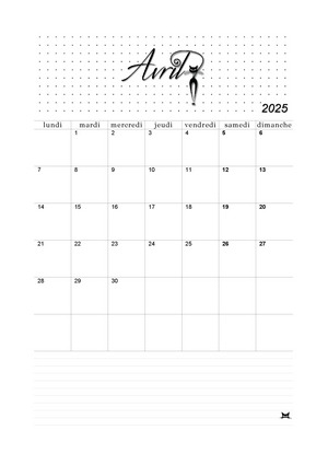 Calendrier de Avril 2025 à imprimer !