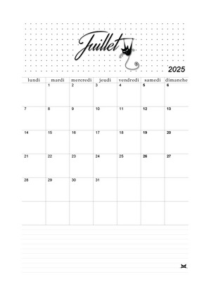 Calendrier de Juillet 2025 à imprimer !