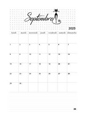 Calendrier de Septembre 2025 à imprimer !