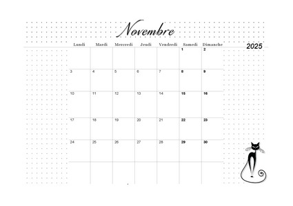 Calendrier de novembre 2025 à imprimer !