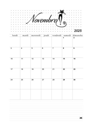 Calendrier de Novembre 2025 à imprimer !