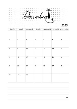 Calendrier de Decembre 2025 à imprimer !