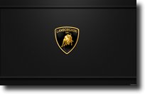 Lamborghini logo marque voiture spotive au milieu de l'image sur fond noir. 